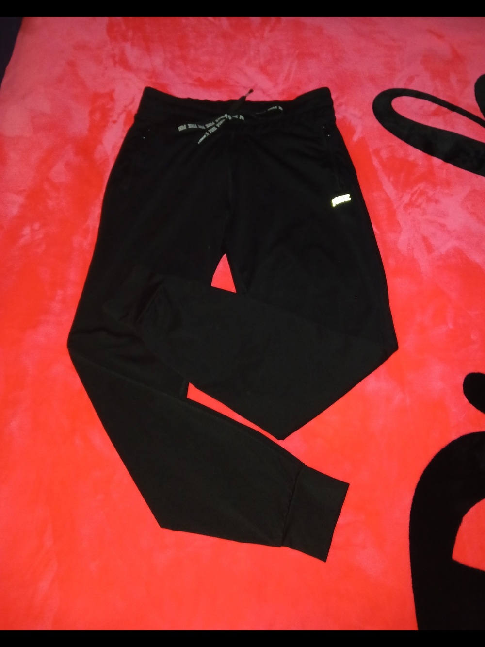 PINK Victoria's Secret Black Track Joggers Pockets LOOK NEW!